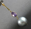 LARGE 1.2CT & AAA AMETHYST & AAA GREY TAHITIAN PEARL 18KT YELLOW GOLD EARRINGS