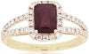 1.55CT DIAMOND & AAA RUBY 14K YELLOW GOLD 3D EMERALD CUT & ROUND ENGAGEMENT RING