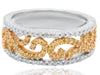 ESTATE .67CT WHITE & FANCY YELLOW DIAMOND 14K WHITE & ROSE GOLD ANNIVERSARY RING