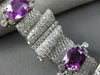 WIDE AGL CERTIFIED 26.43CT DIAMOND & PURPLE SAPPHIRE PLATINUM 3D TENNIS BRACELET