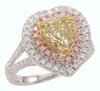 LARGE 1.76CT MULTI COLOR DIAMOND 18KT TRI COLOR GOLD HEART SHAPE ENGAGEMENT RING