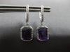 2.75CT DIAMOND & AAA AMETHYST 14KT WHITE GOLD 3D HALO LEVERBACK HANGING EARRINGS