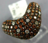 ESTATE 1.82CT WHITE & ORANGE DIAMOND 18KT ROSE GOLD MULTI ROW V SHAPE MOON RING
