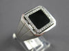 ESTATE .17CT DIAMOND & AAA ONYX 14KT WHITE GOLD 3D CLASSIC SQUARE HALO MENS RING