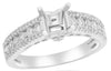 .63CT DIAMOND 14KT WHITE GOLD 3D ROUND 3 ROW SQUARE SEMI MOUNT ENGAGEMENT RING