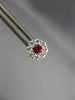 ESTATE .64CT DIAMOND & AAA RUBY 18KT WHITE GOLD 3D CLUSTER FLOWER STUD EARRINGS