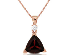 2.60CT DIAMOND & AAA GARNET 14KT ROSE GOLD TRILLION & ROUND FUN FLOATING PENDANT