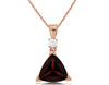 2.60CT DIAMOND & AAA GARNET 14KT ROSE GOLD TRILLION & ROUND FUN FLOATING PENDANT