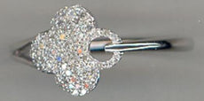 ESTATE .17CT DIAMOND 14KT WHITE GOLD 3D MULTI LEAF FLOWER LOVE KNOT FUN RING