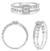 .47CT DIAMOND 14KT WHITE GOLD 3D ROUND BAGUETTE & EMERALD CUT SQUARE HALO RING