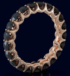 3.80CT BLACK DIAMOND 14KT ROSE GOLD 3D ROUND ETERNITY WEDDING ANNIVERSARY RING