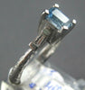 ESTATE 1.41CT DIAMOND & AAA AQUAMARINE PLATINUM BAGUETTE 3 STONE ENGAGEMENT RING