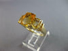 LARGE 8.26CT AAA EF CITRINE 14KT YELLOW GOLD 3D CUSHION 3 STONE FUN RING #27545