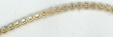5.73CT DIAMOND 18K YELLOW GOLD ROUND & BAGUETTE CLASSIC ETERNITY TENNIS BRACELET