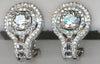 2.13CT DIAMOND 18KT WHITE GOLD 3D ROUND & BAGUETTE DOUBLE HALO FLOWER EARRINGS