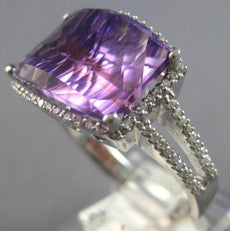 6.31CT DIAMOND & AAA AMETHYST 14KT WHITE GOLD RECTANGULAR HALO FILIGREE FUN RING