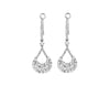 1.07CT DIAMOND 14KT WHITE GOLD 3D ROUND CLUSTER TEAR DROP FUN HANGING EARRINGS