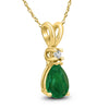 .50CT DIAMOND & AAA EMERALD 14KT YELLOW GOLD PEAR SHAPE & ROUND FLOATING PENDANT