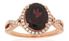 WIDE 3.30CT DIAMOND & AAA RHODOLITE 14KT ROSE GOLD 3D OVAL & ROUND INFINITY RING