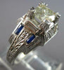 ANTIQUE LARGE ART DECO .99CT DIAMOND & AAA SAPPHIRE 18KT WHITE GOLD RING #27559