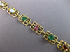 LARGE 8.26CT AAA MULTI GEMS 18KT YELLOW GOLD TRIANGULAR FILIGREE BRACELET #27535