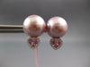 .37CT DIAMOND & AAA PINK SAPPHIRE & PINK SOUTH SEA PEARL 14K WHITE GOLD EARRINGS