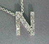 ESTATE .17CT DIAMOND 14KT WHITE GOLD 3D PAVE "N" INITIAL FLOATING PENDANT #212