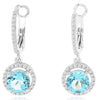 2.16CT DIAMOND & AAA BLUE TOPAZ 14KT WHITE GOLD 3D ROUND HALO HANGING EARRINGS