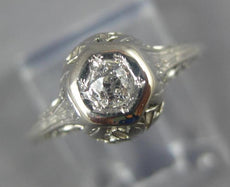 ANTIQUE .10CT DIAMOND 18KT WHITE GOLD ART DECO SOLITAIRE ENGAGEMENT RING #27239
