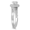 ESTATE 1.5CT DIAMOND 14KT WHITE GOLD 3D CLASSIC ROUND BEZEL HALO ENGAGEMENT RING