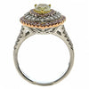 LARGE 1.47CT WHITE PINK FANCY YELLOW DIAMOND 18KT TRI COLOR GOLD PEAR SHAPE RING
