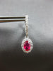 1.76CT DIAMOND & AAA RUBY 14KT WHITE GOLD OVAL & ROUND FLOWER HANGING EARRINGS