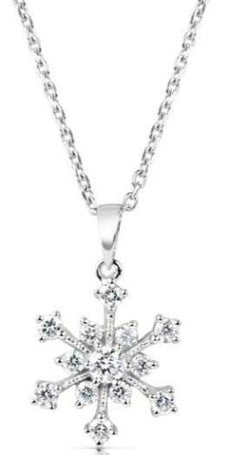 .32CT DIAMOND 14KT WHITE GOLD CLASSIC FILIGREE SNOWFLAKE LOVE FLOATING PENDANT