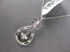 ESTATE .14CT DIAMOND 18KT WHITE GOLD 3D ROUND FLOWER TEAR DROP FLOATING PENDANT
