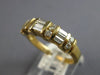 1CT DIAMOND 14KT YELLOW GOLD 3D ROUND & BAGUETTE 2 ROW WEDDING ANNIVERSARY RING