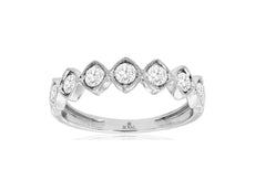 .50CT DIAMOND 14K WHITE GOLD FILIGREE GEOMETRICAL SEMI ETERNITY ANNIVERSARY RING