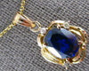 LARGE 2.06CT DIAMOND & AAA SAPPHIRE 14KT YELLOW GOLD OVAL FLORAL PENDANT #27372
