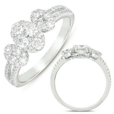 .81CT DIAMOND 14KT WHITE GOLD CLASSIC CLUSTER PAST PRESENT FUTURE OVAL FUN RING