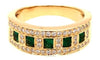 .59CT DIAMOND & AAA EMERALD 18KT YELLOW GOLD PRINCESS & ROUND ANNIVERSARY RING