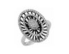 WIDE .55CT DIAMOND 14KT WHITE GOLD 3D OVAL CLUSTER DOUBLE HALO FLOWER FUN RING