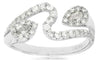 ESTATE .60CT DIAMOND 14K WHITE GOLD 3D ROUND & PEAR SHAPE CRISS CROSS SNAKE RING