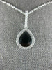 3.53CT DIAMOND & AAA SAPPHIRE 14KT WHITE GOLD PEAR SHAPE HALO TEAR DROP PENDANT