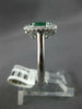 1.03CT DIAMOND & AAA EMERALD 18K WHITE GOLD 3D OVAL & ROUND HALO ENGAGEMENT RING