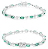 3.75CT DIAMOND & AAA EMERALD 14KT WHITE GOLD OVAL & ROUND MULTI FLOWER BRACELET