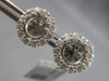 LARGE .87CT DIAMOND 18K WHITE GOLD 3D ROUND FLOWER HALO SEMI MOUNT STUD EARRINGS