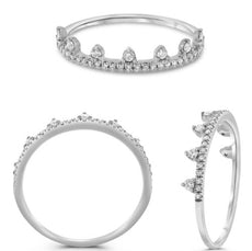 ESTATE .19CT DIAMOND 14KT WHITE GOLD 3D CLASSIC ROUND CROWN FUN RING