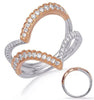 .48CT DIAMOND 14KT WHITE & ROSE GOLD CLASSIC DOUBLE V FILIGREE MILGRAIN FUN RING