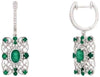 1.68CT DIAMOND & AAA EMERALD 14KT WHITE GOLD MULTI HEART SQUARE HANGING EARRINGS