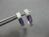 .72CT DIAMOND & AAA AMTHEYST 14K WHITE GOLD EMERALD CUT & ROUND HUGGIE EARRINGS