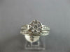 ESTATE 1CT DIAMOND 14K WHITE GOLD FLOWER ENGAGEMENT WEDDING ANNIVERSARY RING SET